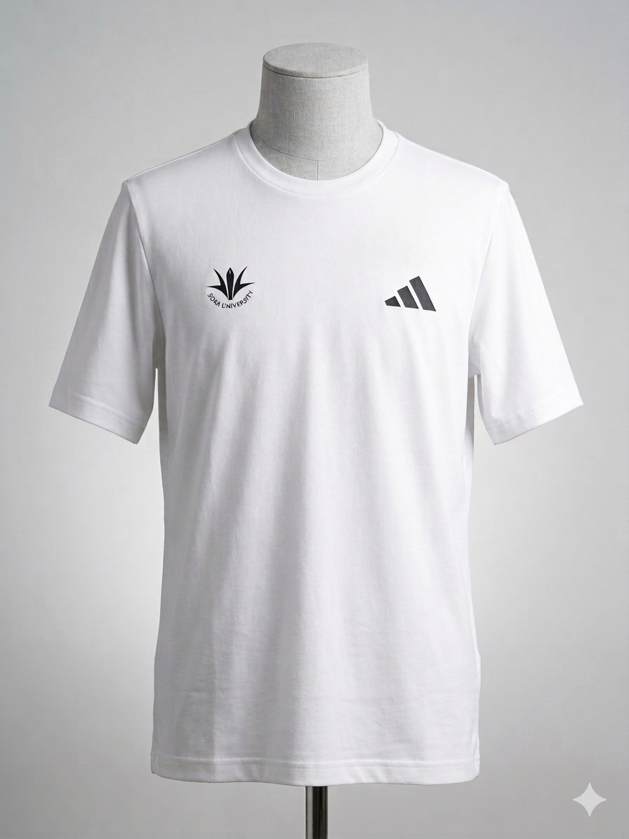 【アディダス×創価大学】エッセンシャルズ プラス ルーズフィット スモールロゴ 半袖Tシャツ（ホワイト）