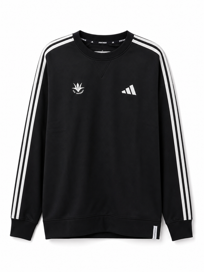 【アディダス×創価大学】エッセンシャル プラス ルーズフィット スリーストライプス シングルジャージー 長袖Tシャツ（ブラック）