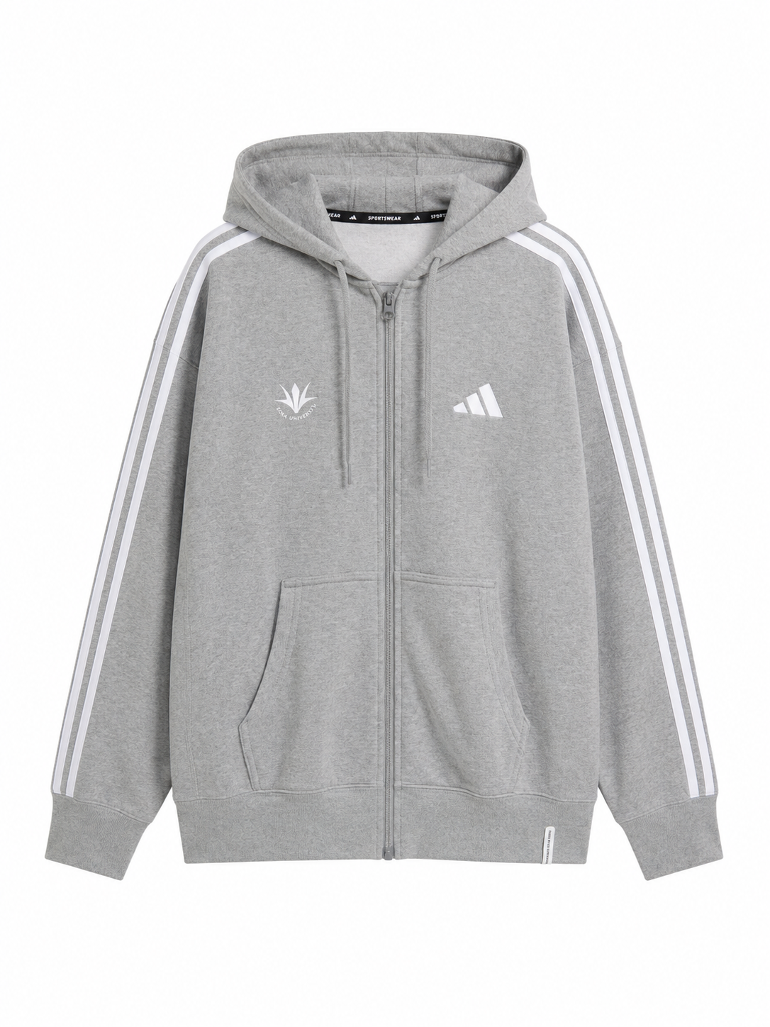 【アディダス×創価大学】エッセンシャルズ プラス ルーズフィット スリーストライプス フレンチテリー フルジップパーカー (