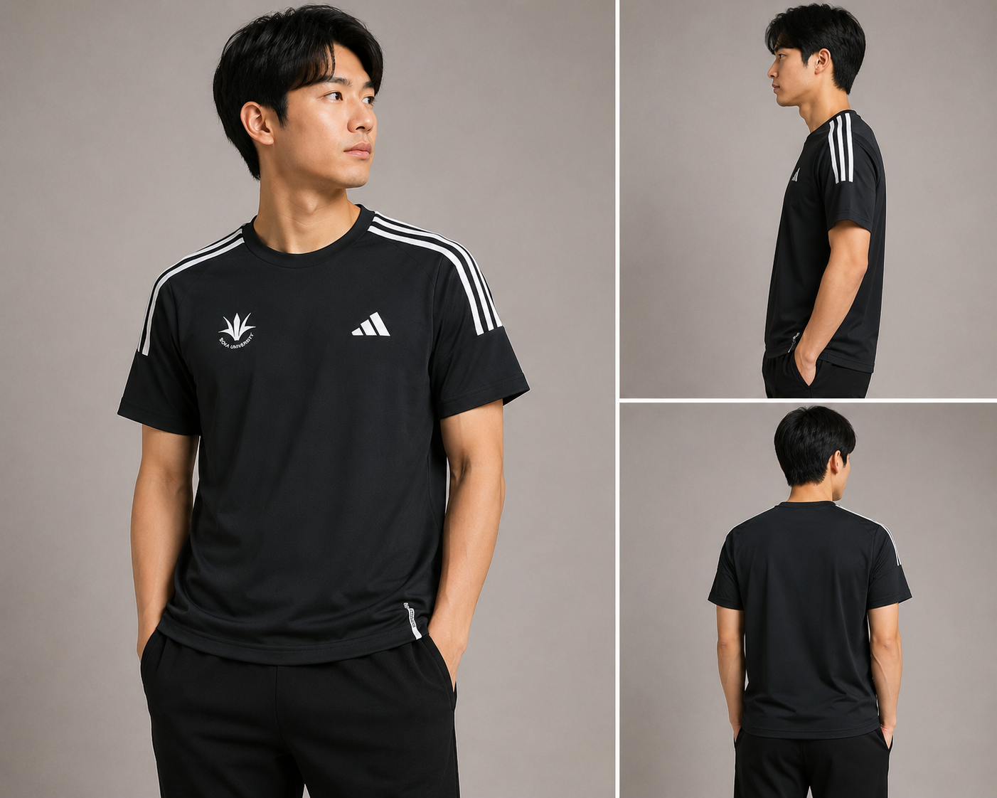 【アディダス×創価大学】スリーストライプス 半袖Tシャツ（ブラック）