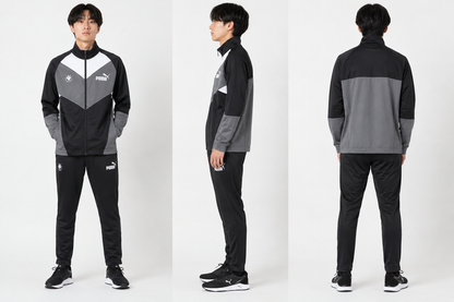 【PUMA×創価大学】トレーニングウェア 上下セットトラックスーツ （ブラック＆グレー）